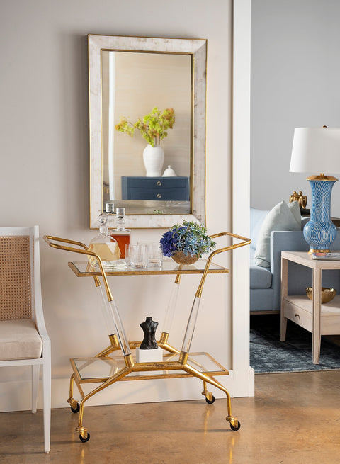 Contemporary Marble Framed Mosaic Accent Wall Mirror