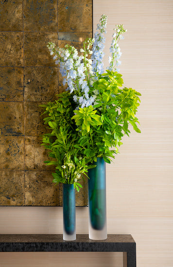 Decorating Essentials Frosted Glass Cylinder Floor Vase