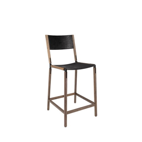 Linden Timeless Minimalist Walnut Slat Back Counter Stool