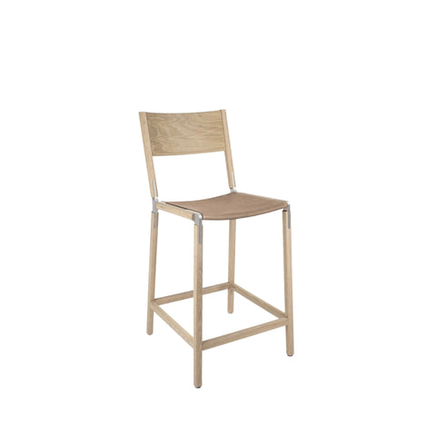 Linden Timeless Minimalist Oak Slat Back Counter Stool