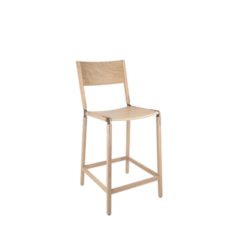 Linden Timeless Minimalist Oak Slat Back Counter Stool