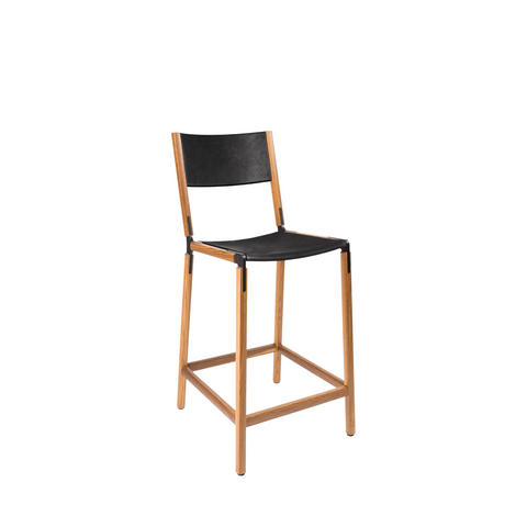 Linden Timeless Minimalist Oak High Back Upholstered Counter Stool