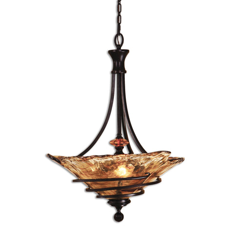 Vitalia Rustic Bowl Pendant Light with Adjustable Height