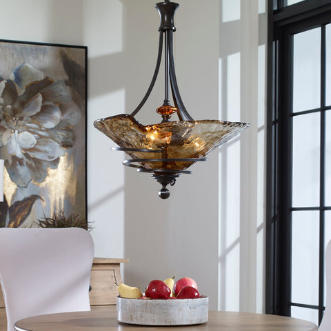 Vitalia Rustic Bowl Pendant Light with Adjustable Height