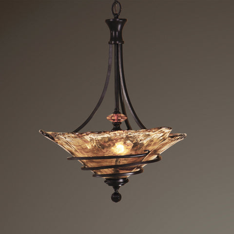 Vitalia Rustic Bowl Pendant Light with Adjustable Height