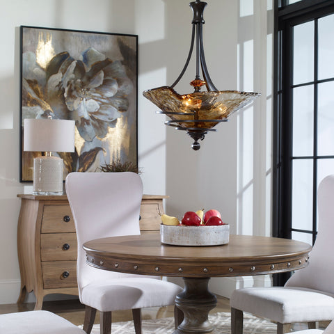 Vitalia Rustic Bowl Pendant Light with Adjustable Height