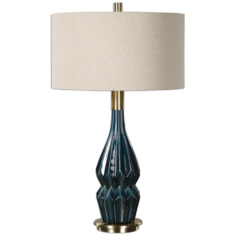 Accent Modern Drum Table Lamp in Brass