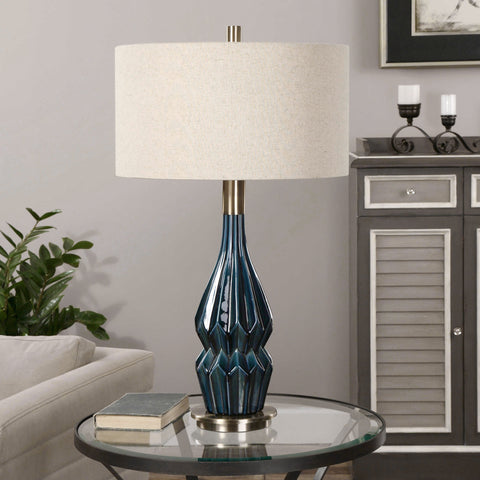 Accent Modern Drum Table Lamp in Brass