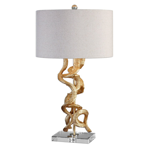 Twisted Accent Drum Table Lamp with Finial and Carving