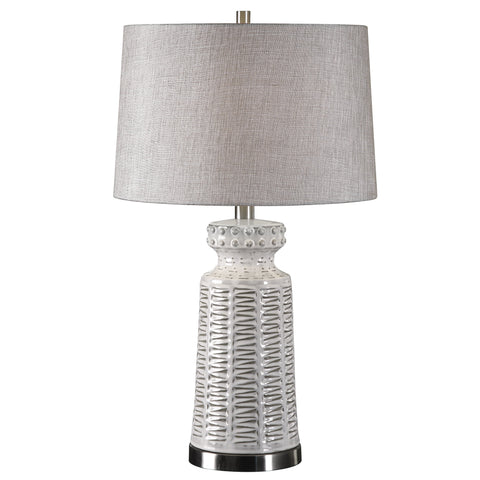 Kansa Column Table Lamp Contemporary Accent Embossed Drum