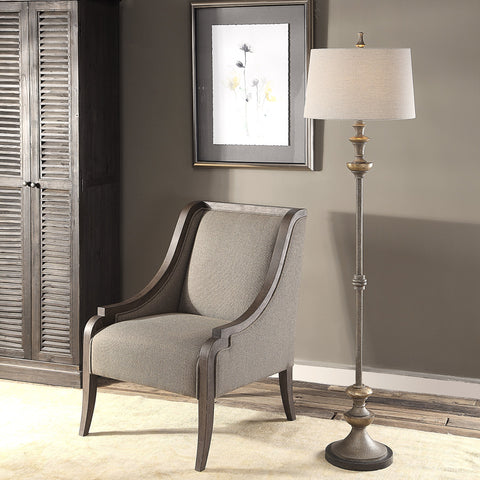 Vetralla Traditional Column Floor Lamp in Elegant Silver