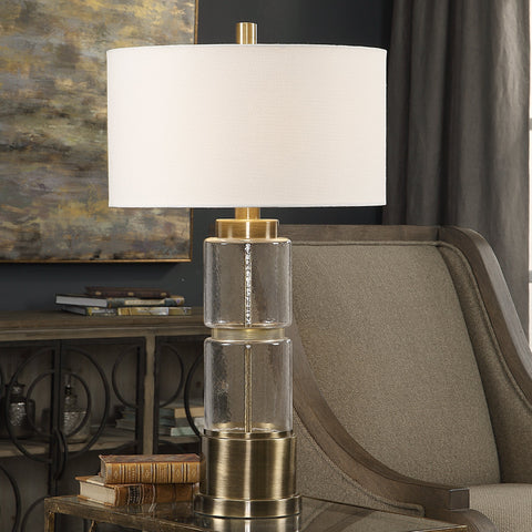 Vaiga Accent Column Table Lamp Modern Drum Design