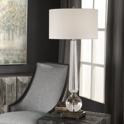 Crista Column Table Lamp with Crystals Elegant Accent
