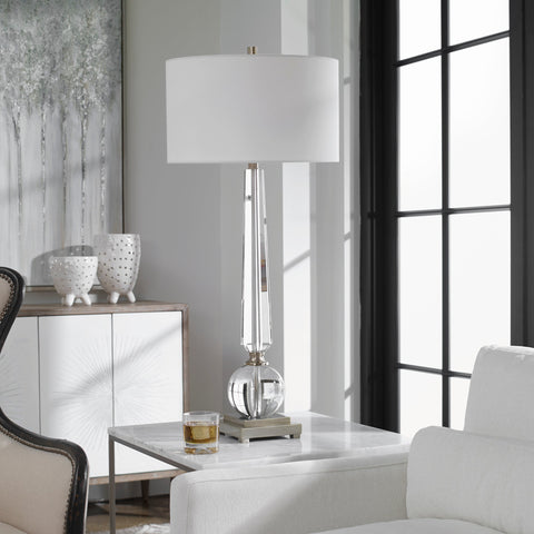 Crista Column Table Lamp with Crystals Elegant Accent