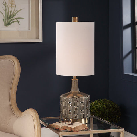 Darrin Ambient Mid Century Embossed Table Lamp