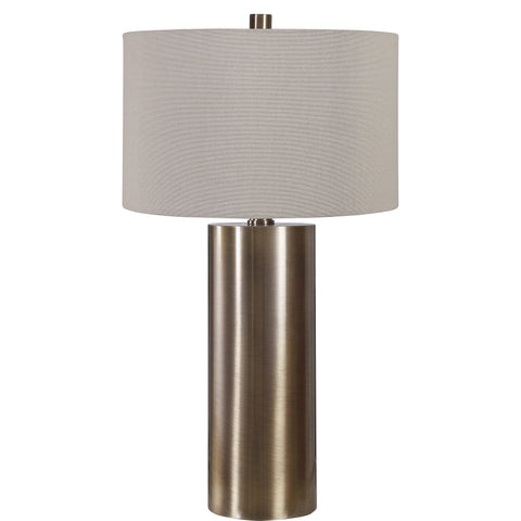 Taria Modern Column Table Lamp in Brass Accent