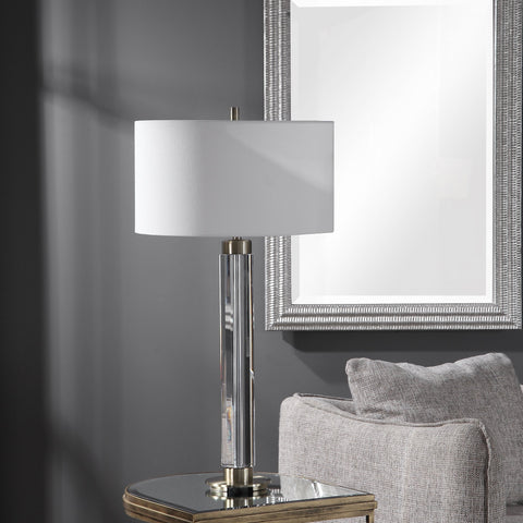 Davies Ambient Column Table Lamp with Beveled Drum Design
