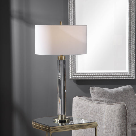 Davies Ambient Column Table Lamp with Beveled Drum Design
