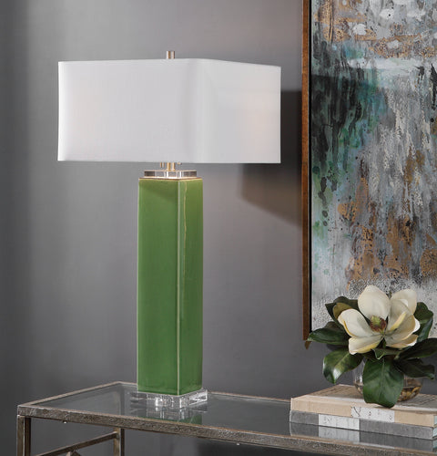 Accent Tropical Column Table Lamp with Crystals
