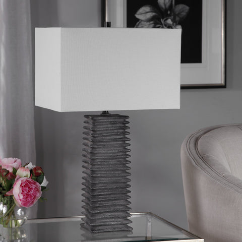 Sanderson Accent Column Table Lamp Fluted Modern Design