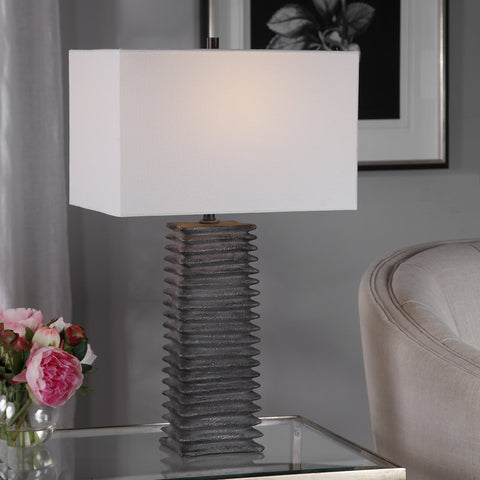 Sanderson Accent Column Table Lamp Fluted Modern Design
