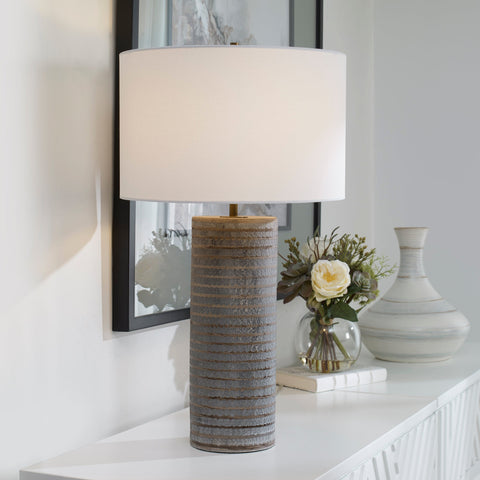 Monolith Organic Carving Accent Cylinder Table Lamp