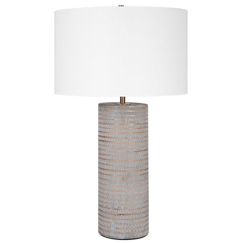 Monolith Organic Carving Accent Cylinder Table Lamp