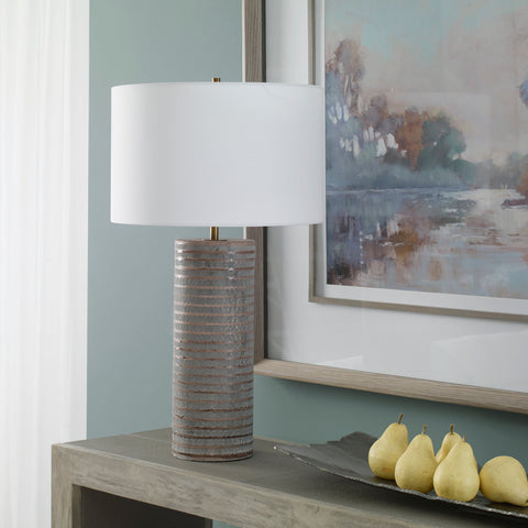 Monolith Organic Carving Accent Cylinder Table Lamp