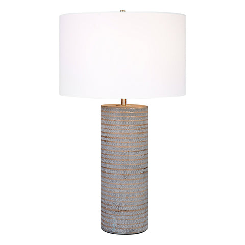 Monolith Organic Carving Accent Cylinder Table Lamp