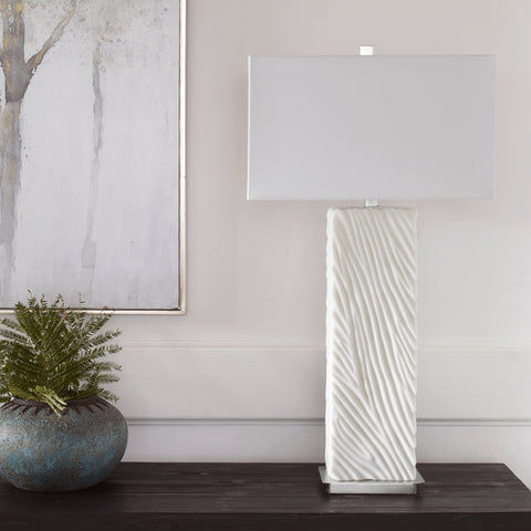Accent Pillar Column Table Lamp with Carving Modern Design