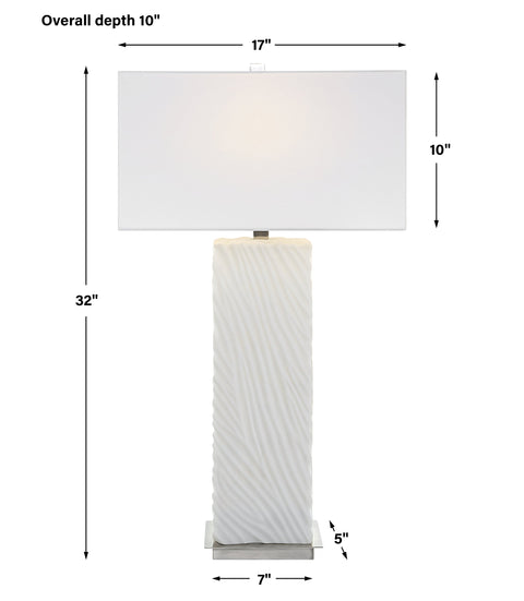 Accent Pillar Column Table Lamp with Carving Modern Design