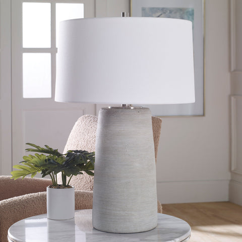 Mountainscape Modern Handcrafted Table Lamp with Carving