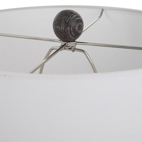 Timber Accent Column Table Lamp with Carving Rustic Design