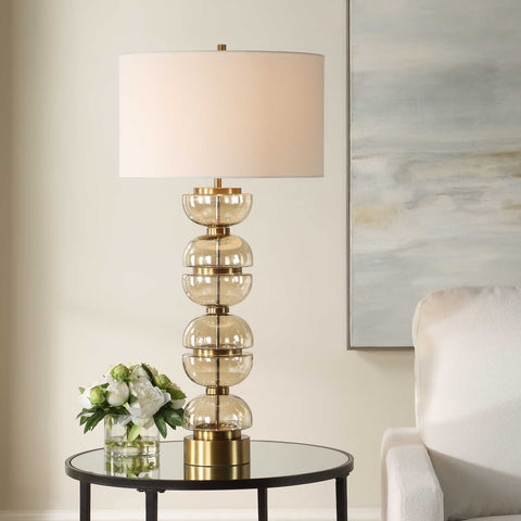 Accent Modern Column Table Lamp in Amber
