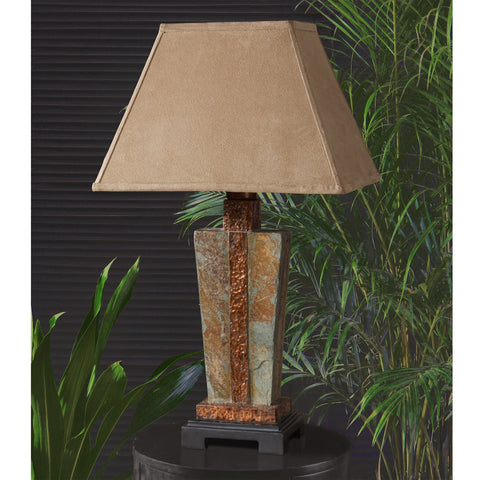 Accent Column Table Lamp with Carving Organic Design