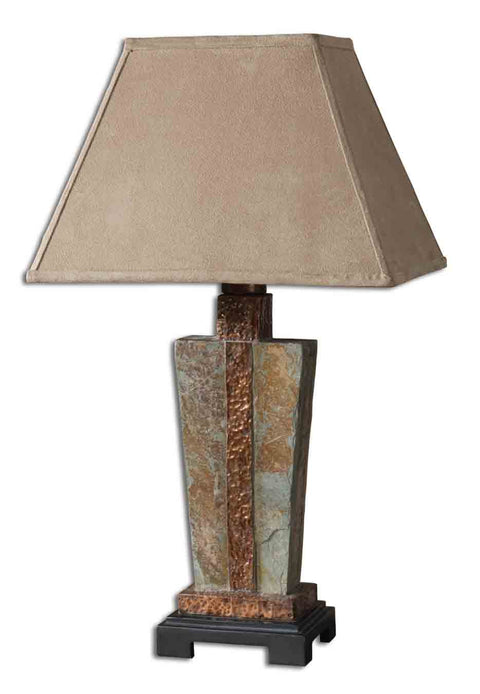Accent Column Table Lamp with Carving Organic Design