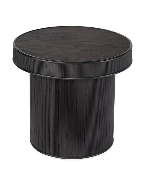 Taylor Minimalist Round Fluted Bamboo Drum Center Table