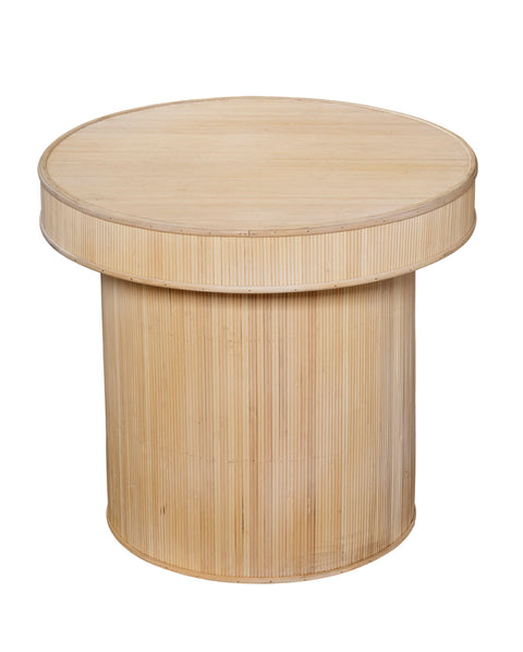 Taylor Minimalist Round Fluted Bamboo Drum Center Table