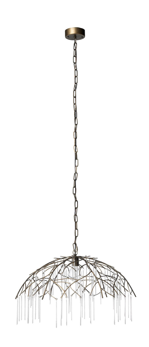 Accent Vine Elegant Pendant Light with Beads in Antique Brass