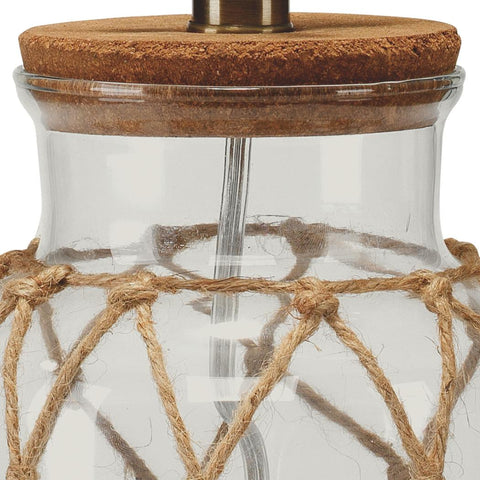 Hugo Coastal Accent Woven Drum Table Lamp with Seashells