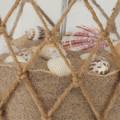 Hugo Coastal Accent Woven Drum Table Lamp with Seashells