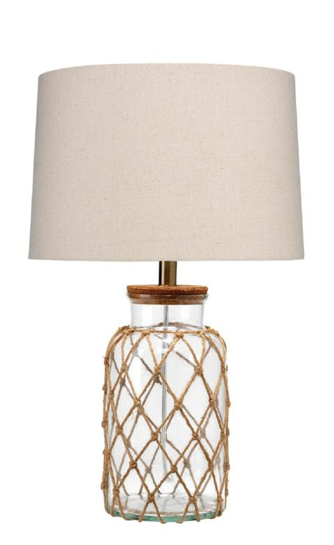 Hugo Coastal Accent Woven Drum Table Lamp with Seashells