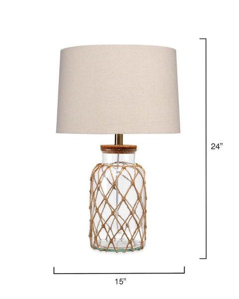 Hugo Coastal Accent Woven Drum Table Lamp with Seashells