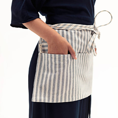 Waist Stripe Apron with Pockets and Utility Loop