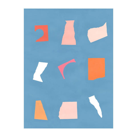 Marie Lawyer Floating Fragments On Blue 1 Abstract Print Wall Art