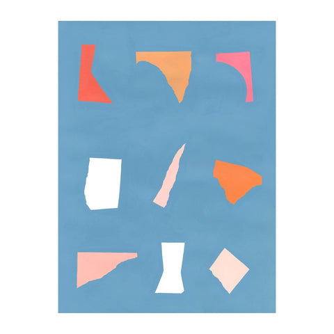 Marie Lawyer Floating Fragments On Blue 1 Modern Print Wall Art