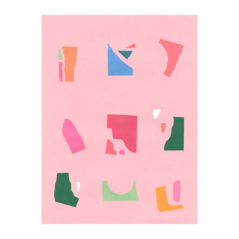 Marie Lawyer Floating Fragments On Pink 2 Abstract Print Wall Art