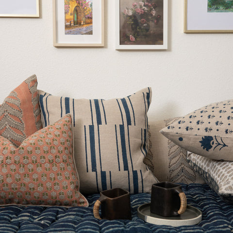 Filling Spaces Artful Traditionalist Handcrafted Bohemian Lumbar Throw Pillow - 18 x 18 - 20 x 20 - 22 x 22 - 24 x 24 - 26X 26 - 14 x 20 - 14 x 40 - 18 x 40 - 16 x 50