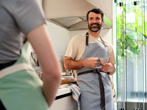 Bib Stripe Apron with Adjustable Patch Pockets