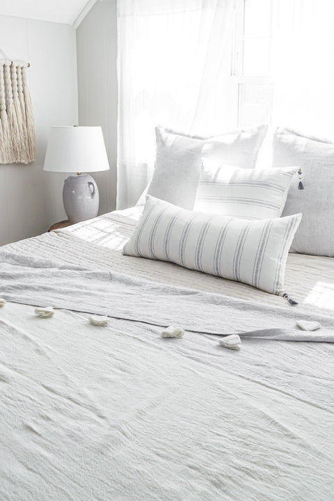 Monochromatic Scandinavian Lumbar Pillow with Tassels